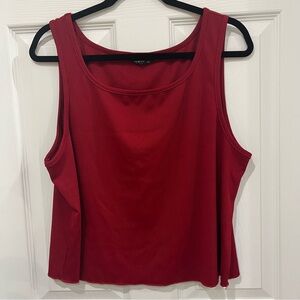 Red Ribbed Cropped Tank